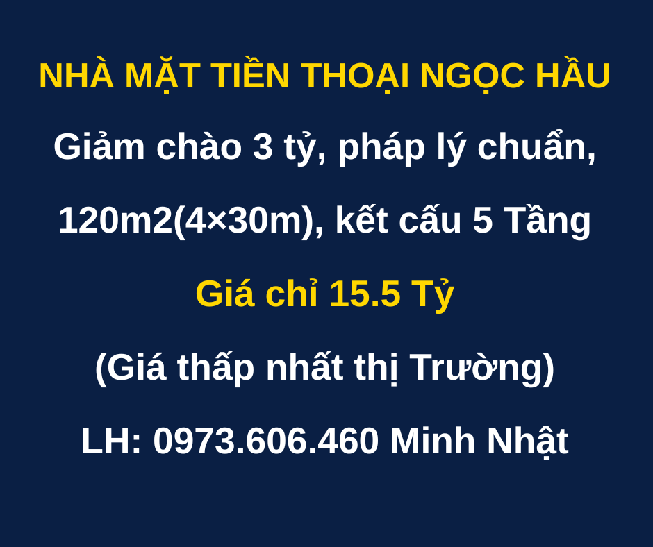 Bán nhà mặt tiền Thoại Ngọc Hầu quận Tân Phú - 120m2(4x30m), 5 tầng, 7PN, 5WC - Mặt tiền 30m - Nhà đẹp tiện kinh doanh - giá 15.5 tỷ